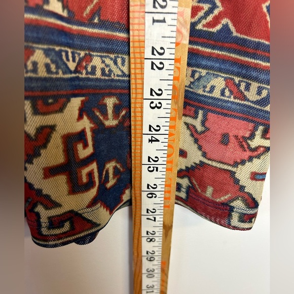 Vintage y2K Chaps Top Blouse XL Stretch Artsy Long Sleeve Carpenter bee fabric - Picture 11 of 12